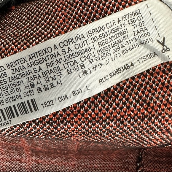 Zara Womens Houndstooth Puff Sleeve Mini Dress Size Large Orange Black - Picture 5 of 6